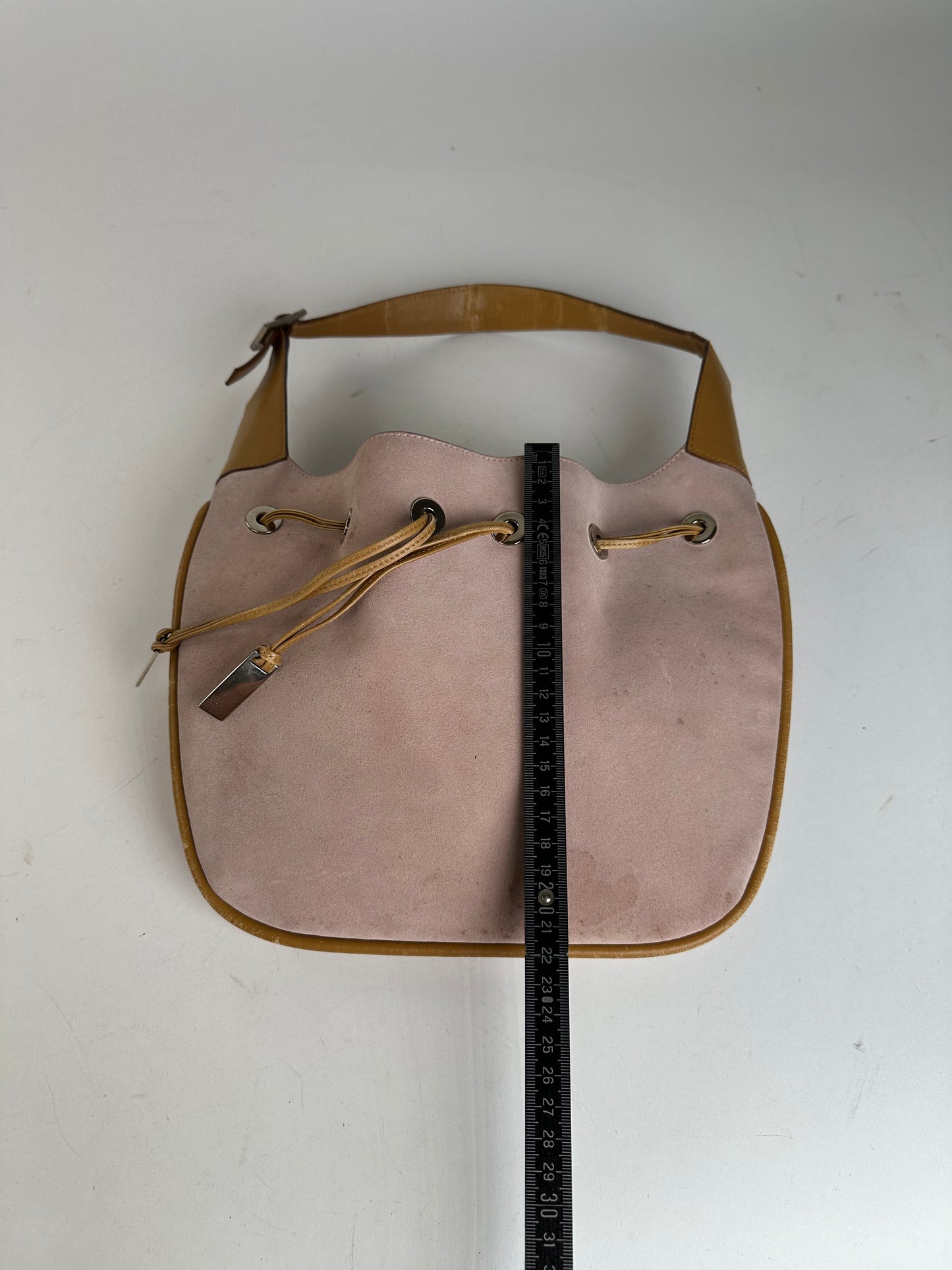 Gucci Pink Suede Hobo Bag with Drawstring Closure