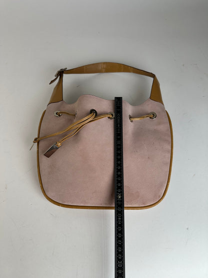Gucci Pink Suede Hobo Bag with Drawstring Closure