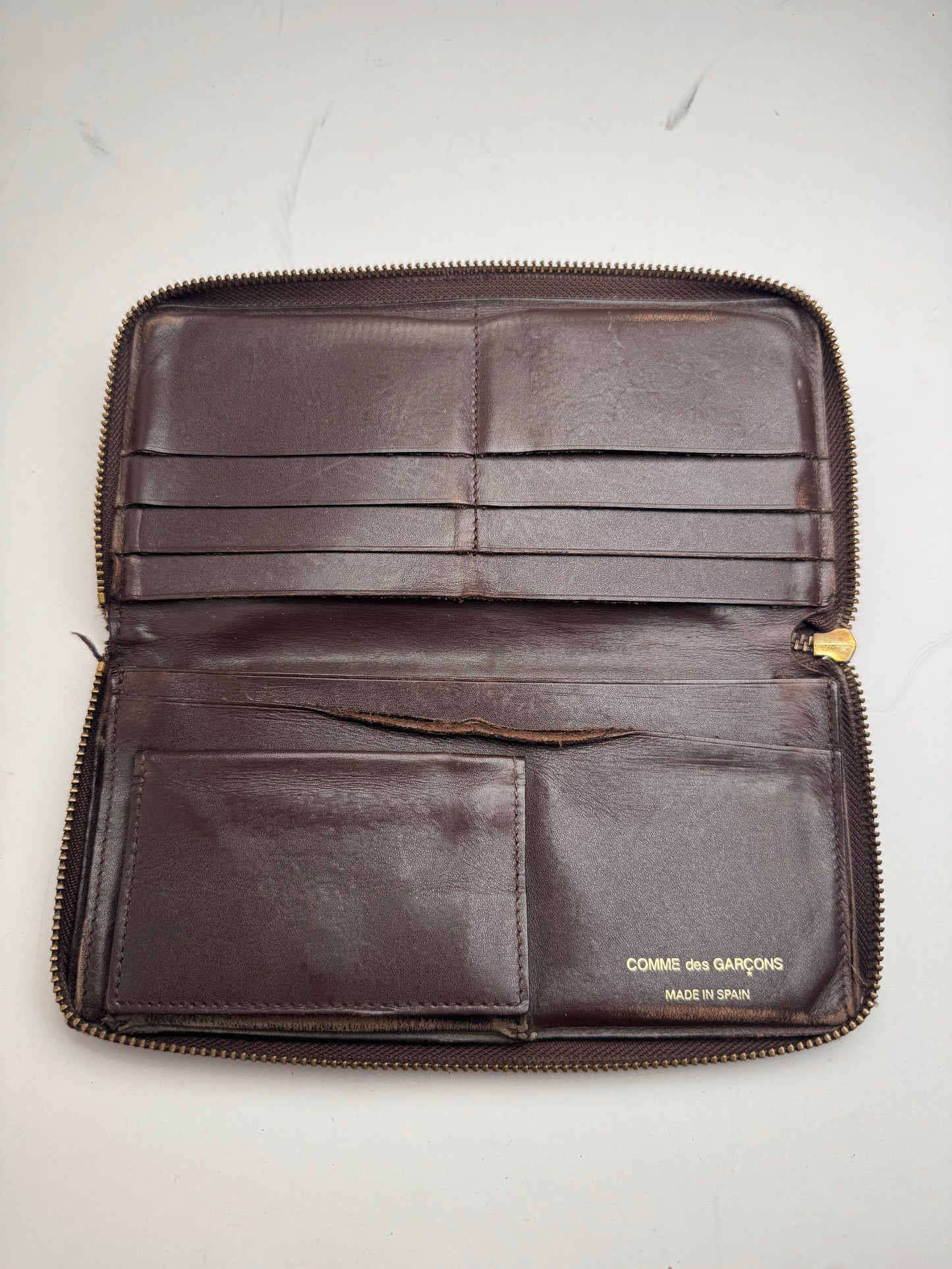 Vintage Comme Des Garçons Zippy Leather Wallet Brown
