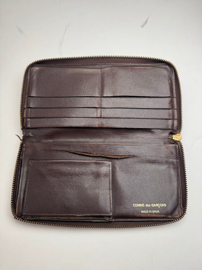 Vintage Comme Des Garçons Zippy Leather Wallet Brown