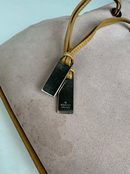 Gucci Pink Suede Hobo Bag with Drawstring Closure