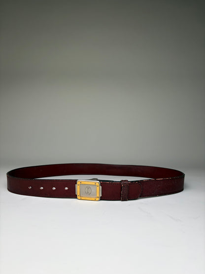 Vintage Cartier Leather Belt Burgundy Gold-tone Buckle
