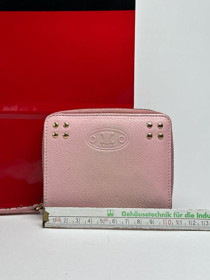 Portefeuille vintage en cuir rose Céline Paris