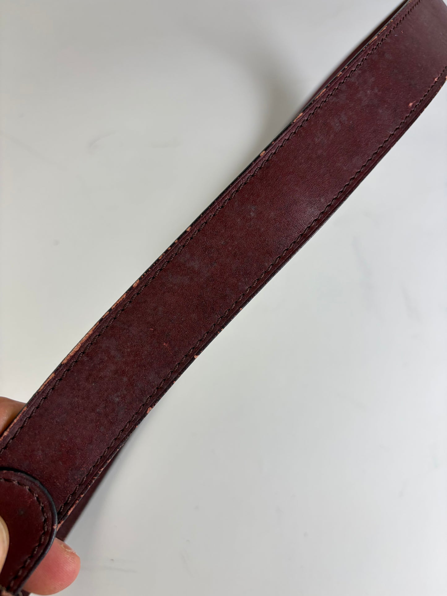 Vintage Cartier Leather Belt Burgundy Gold-tone Buckle
