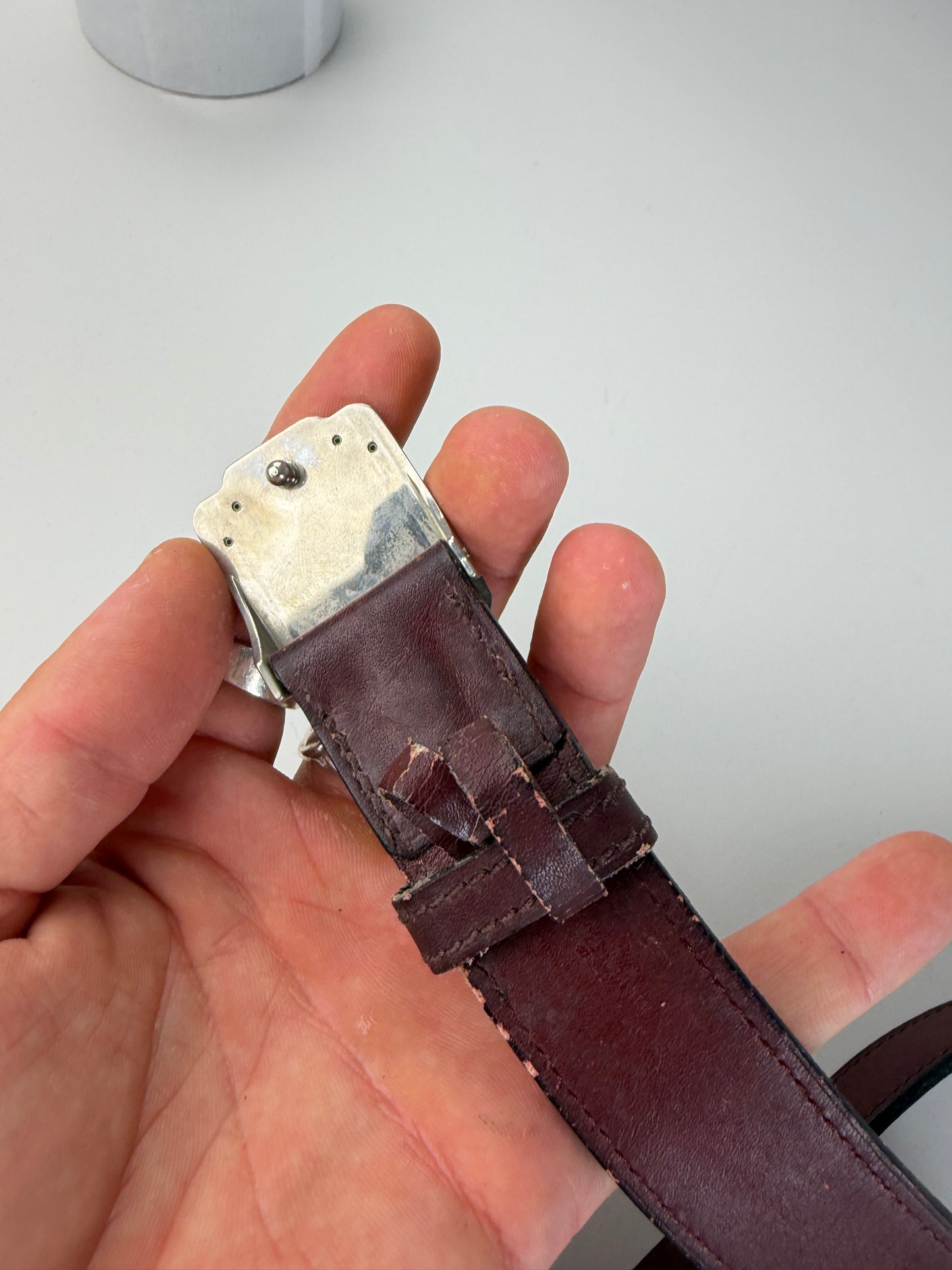 Vintage Cartier Leather Belt Burgundy Gold-tone Buckle