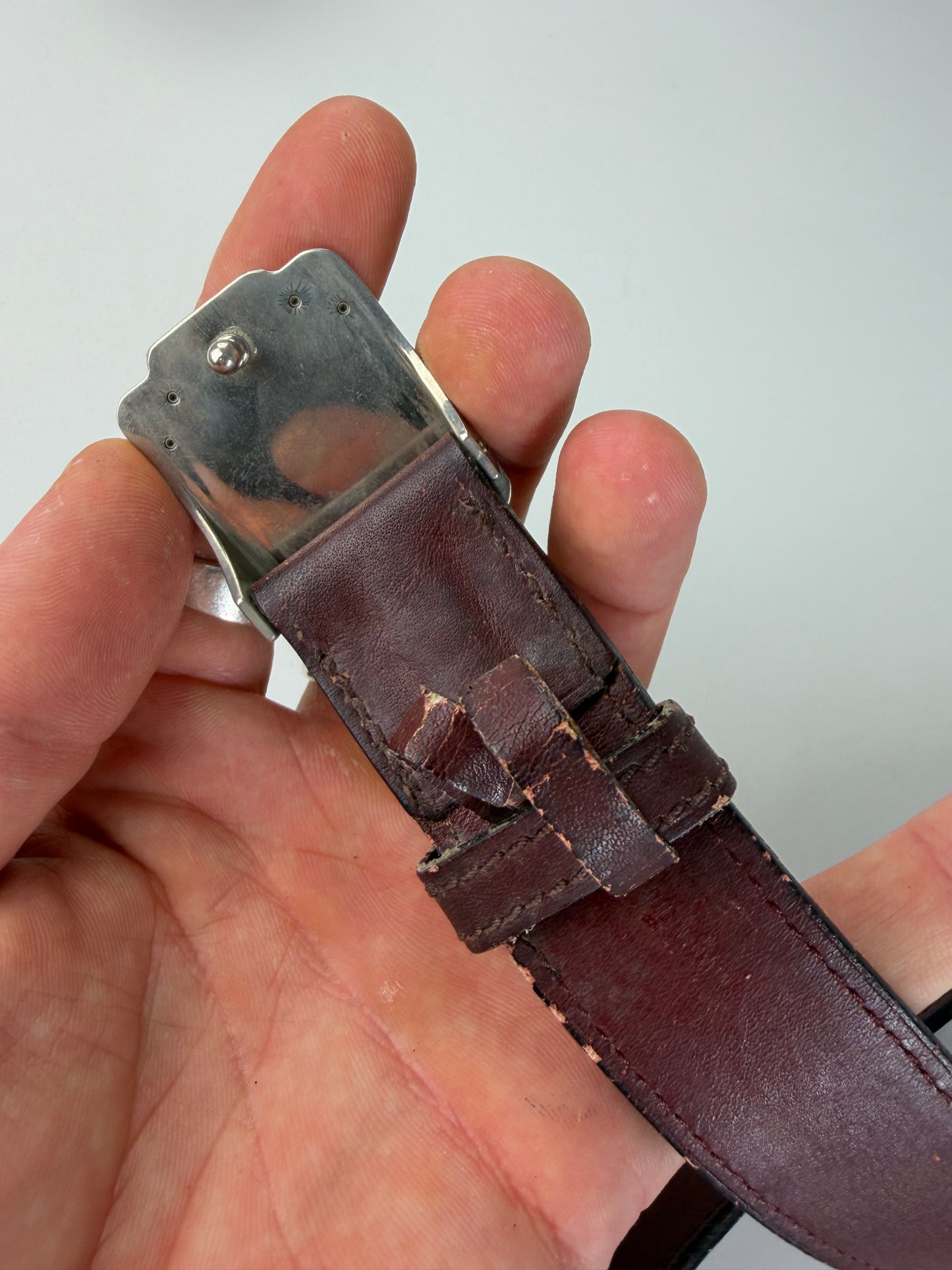 Vintage Cartier Leather Belt Burgundy Gold-tone Buckle