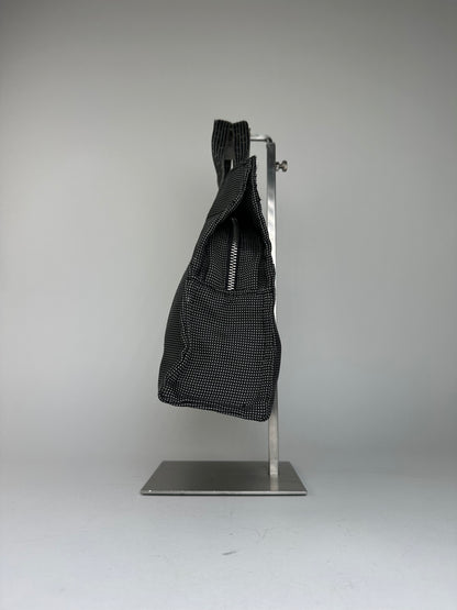 Hermès Black Canvas Tote Bag with Zip Closure and Snap Button