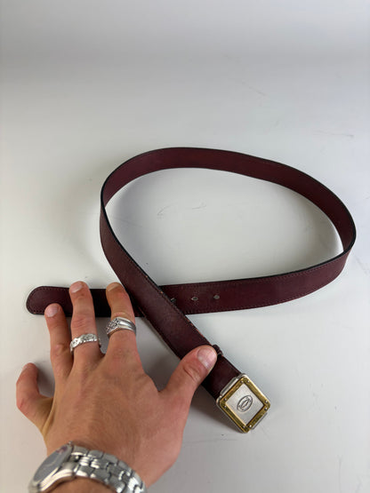 Vintage Cartier Leather Belt Burgundy Gold-tone Buckle