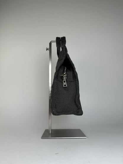 Hermès Black Canvas Tote Bag with Zip Closure and Snap Button