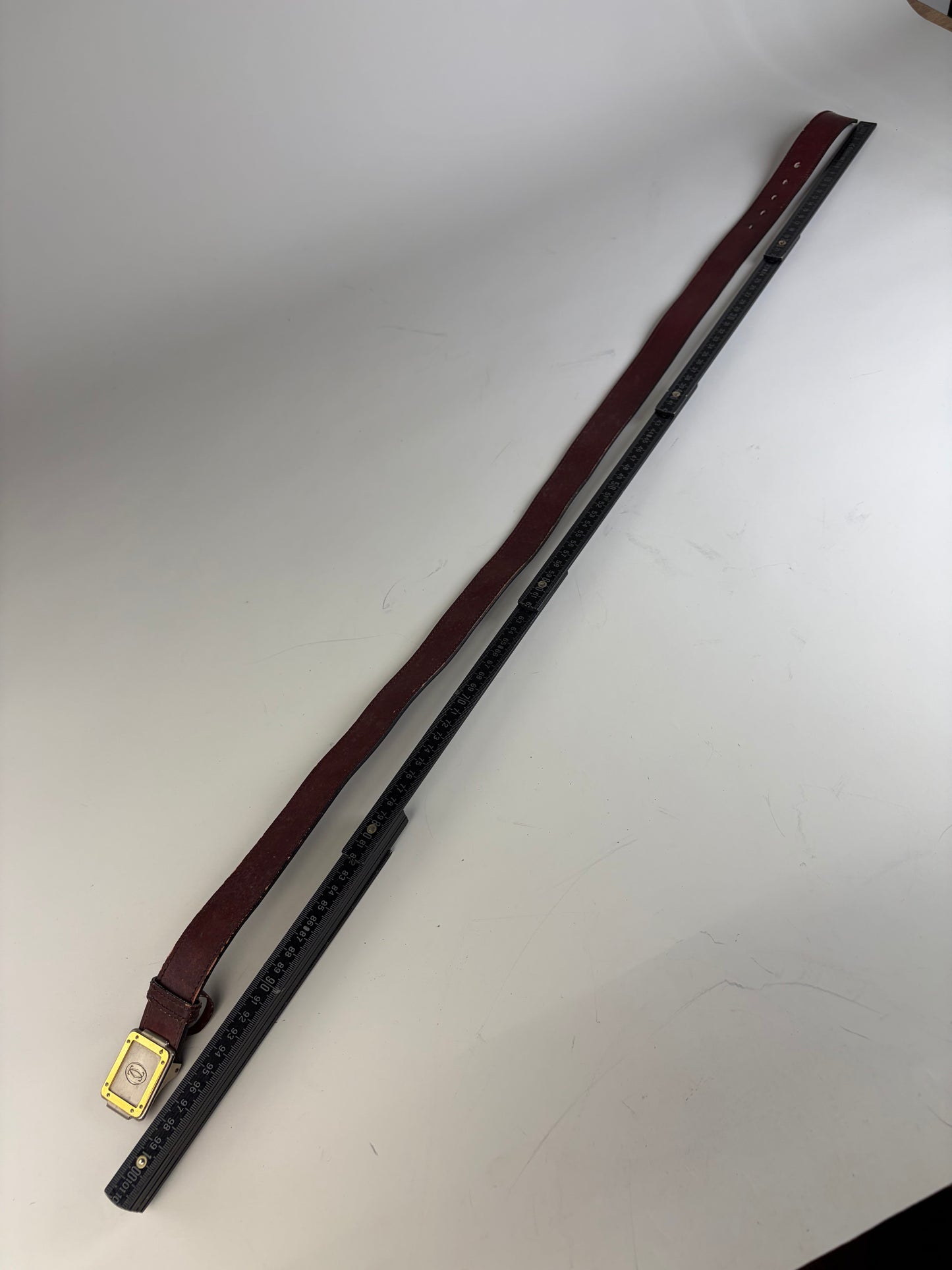 Vintage Cartier Leather Belt Burgundy Gold-tone Buckle