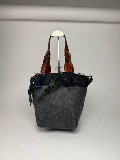 Vintage Marni Wool Leather Tote Bag Grey