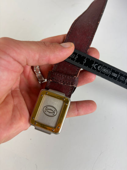 Vintage Cartier Leather Belt Burgundy Gold-tone Buckle