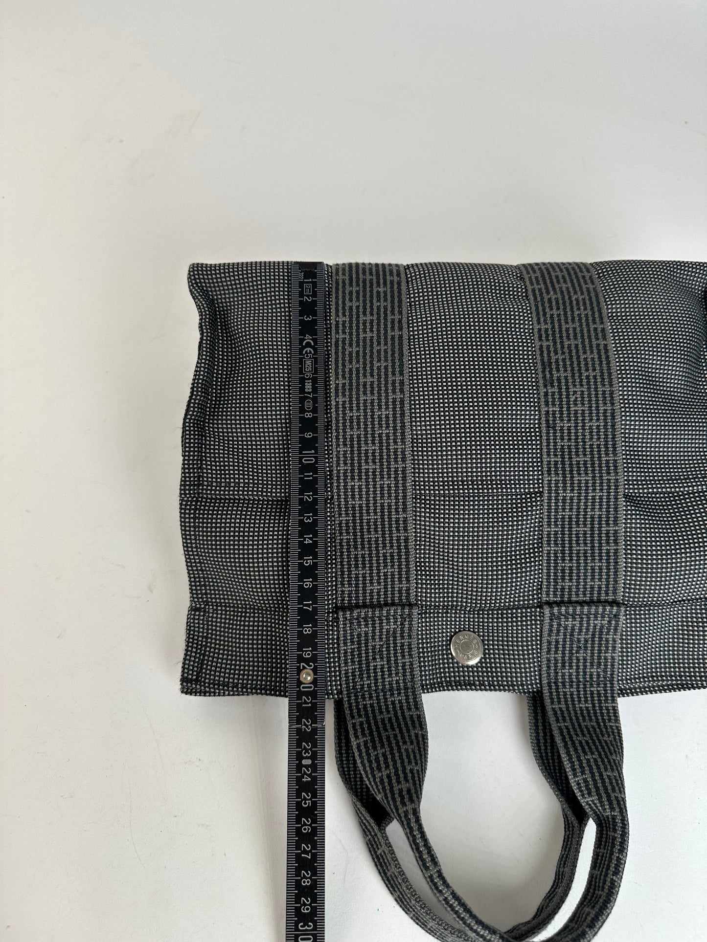 Hermès Black Canvas Tote Bag with Zip Closure and Snap Button