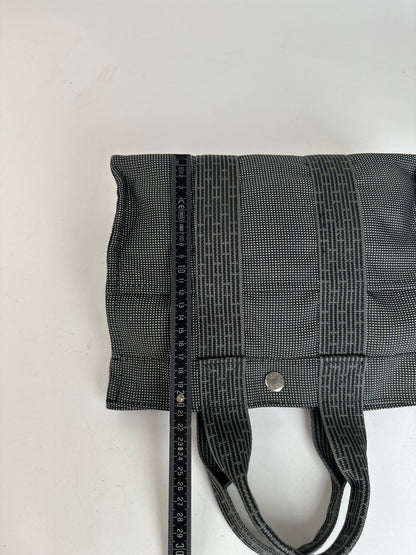 Hermès Black Canvas Tote Bag with Zip Closure and Snap Button