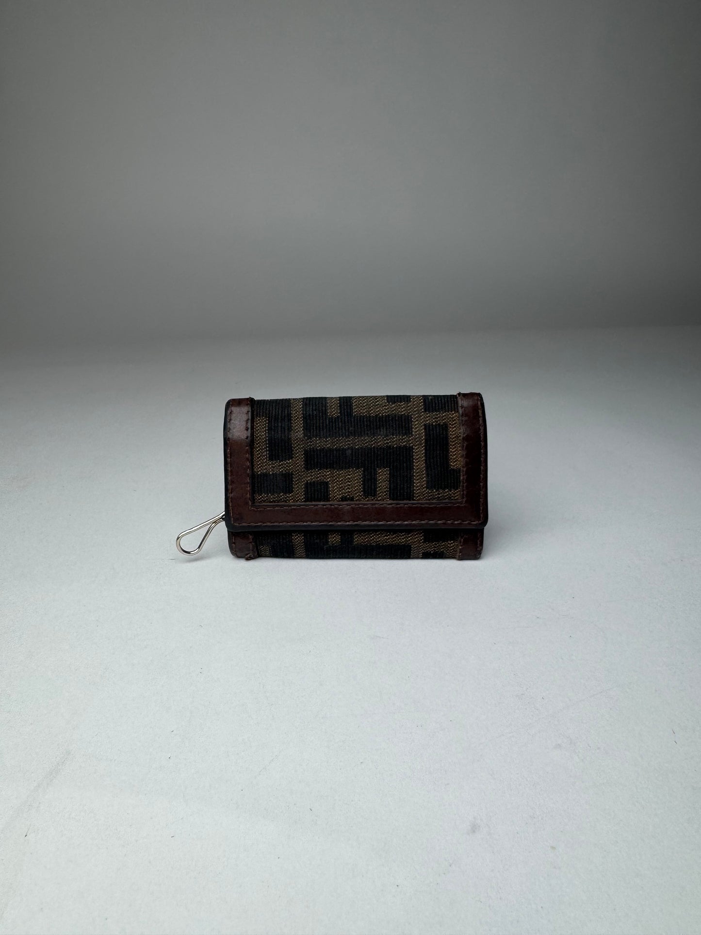 Vintage Fendi Monogram Key Holder Card Holder Brown