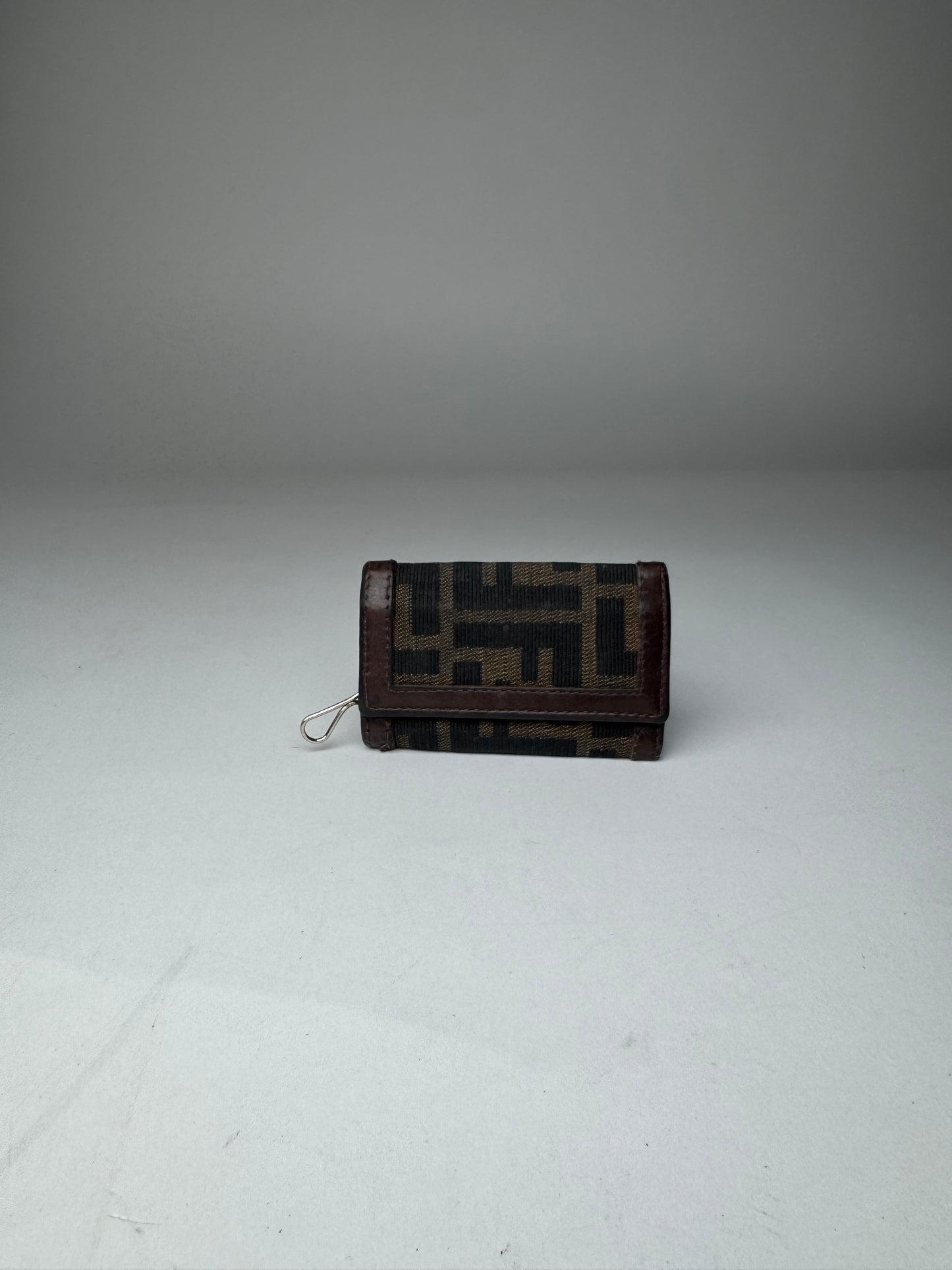 Vintage Fendi Monogram Key Holder Card Holder Brown