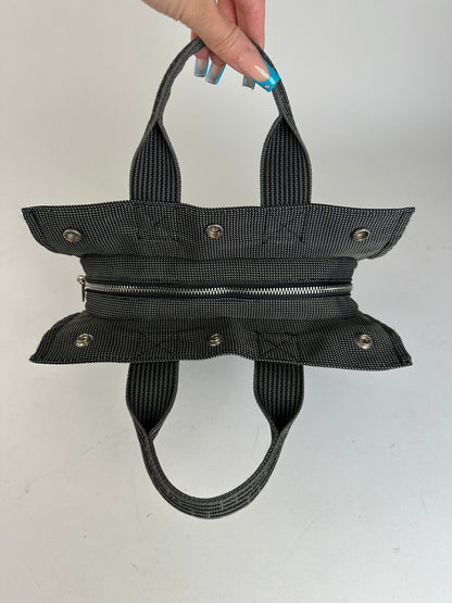 Hermès Black Canvas Tote Bag with Zip Closure and Snap Button
