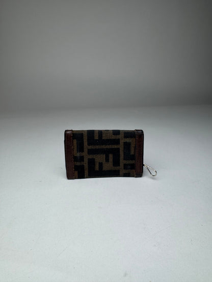 Vintage Fendi Monogram Key Holder Card Holder Brown