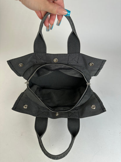 Hermès Black Canvas Tote Bag with Zip Closure and Snap Button