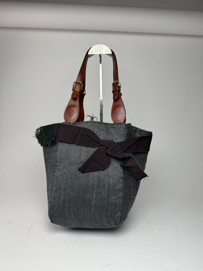 Vintage Marni Wool Leather Tote Bag Grey