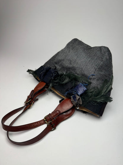 Vintage Marni Wool Leather Tote Bag Grey