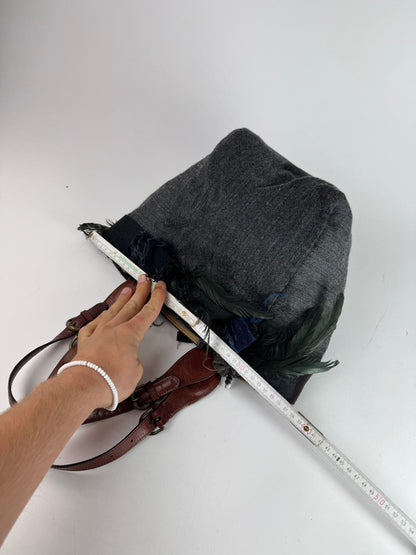 Vintage Marni Wool Leather Tote Bag Grey