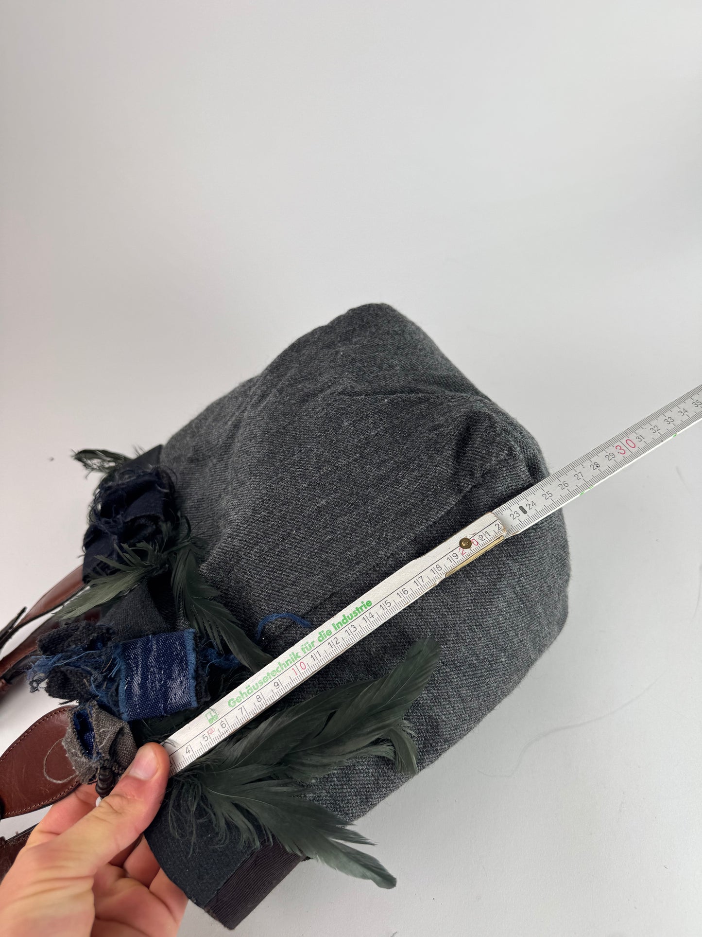 Vintage Marni Wool Leather Tote Bag Grey