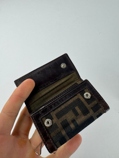 Vintage Fendi Monogram Key Holder Card Holder Brown