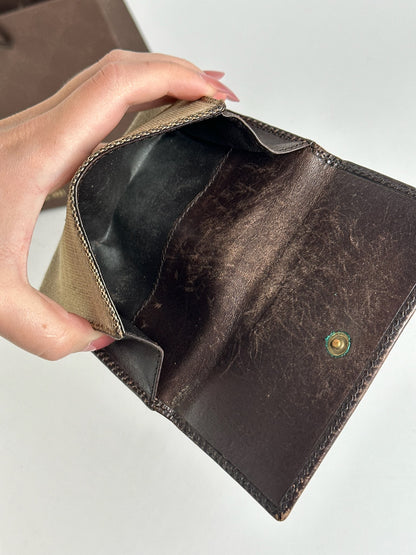 Vintage Gucci Leather Canvas Wallet Gray Brown