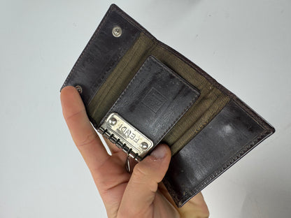 Vintage Fendi Monogram Key Holder Card Holder Brown