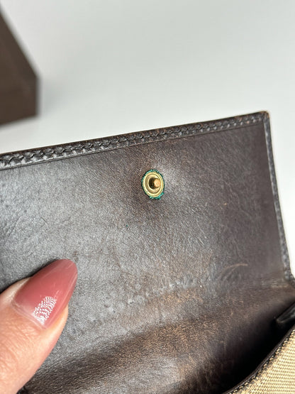 Vintage Gucci Leather Canvas Wallet Gray Brown