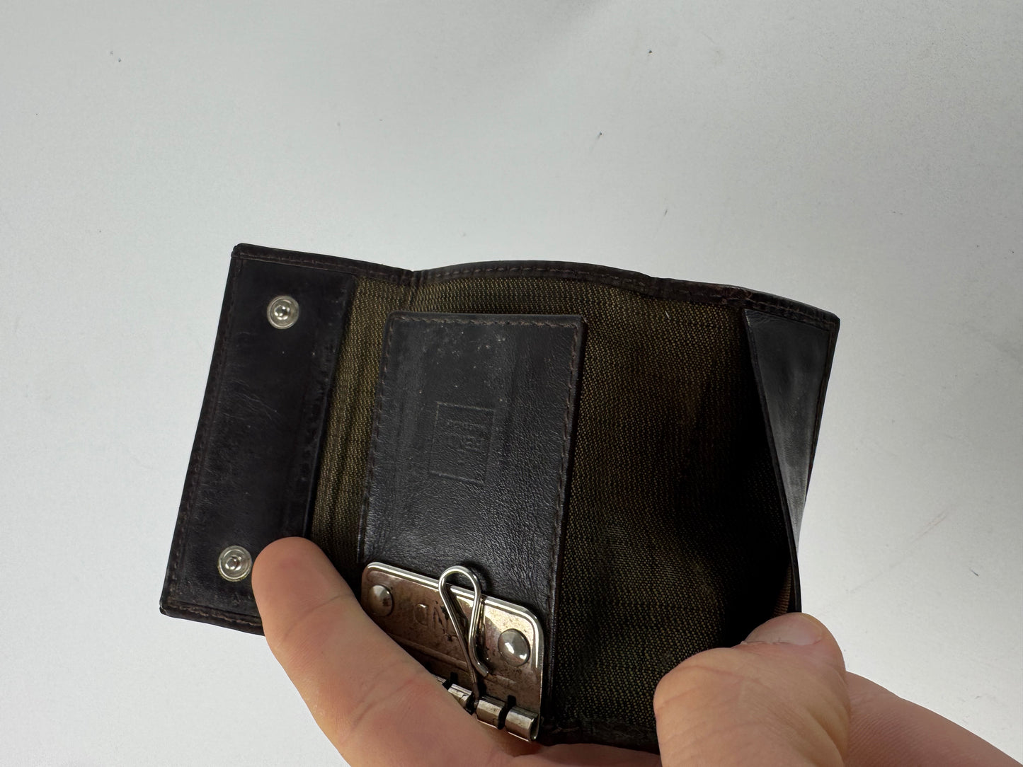 Vintage Fendi Monogram Key Holder Card Holder Brown