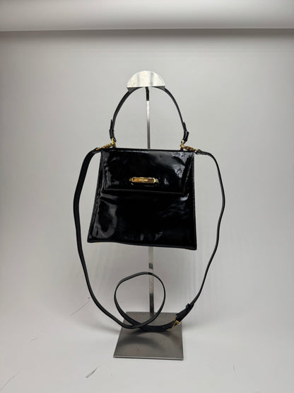 Vintage Celine Paris 2 Way Patent Leather Bag Black