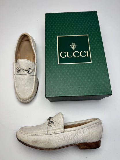 Vintage Gucci Horsebit Leather Loafer White 35,5