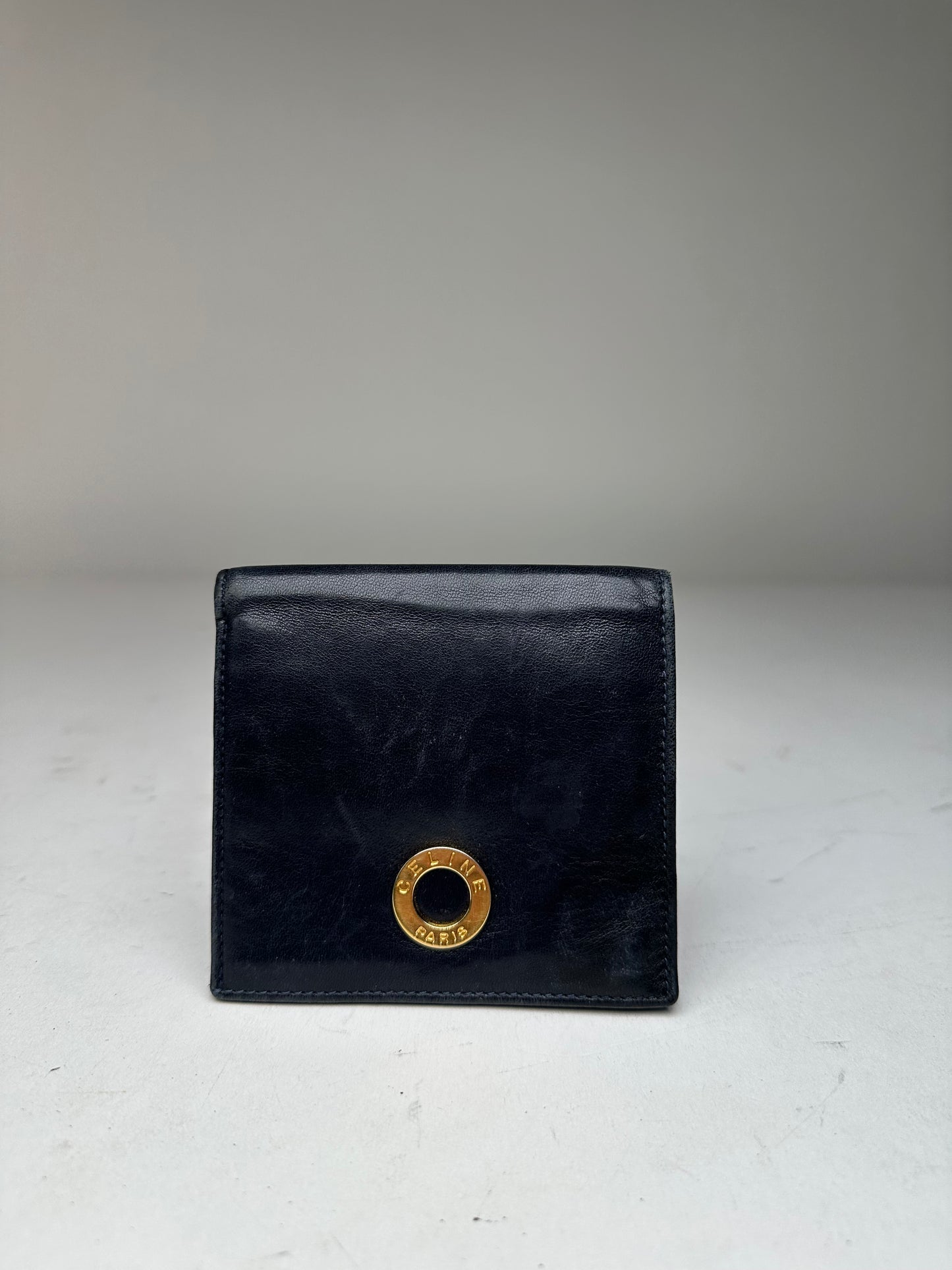 Vintage Celine Paris Leather Flapable Wallet Black