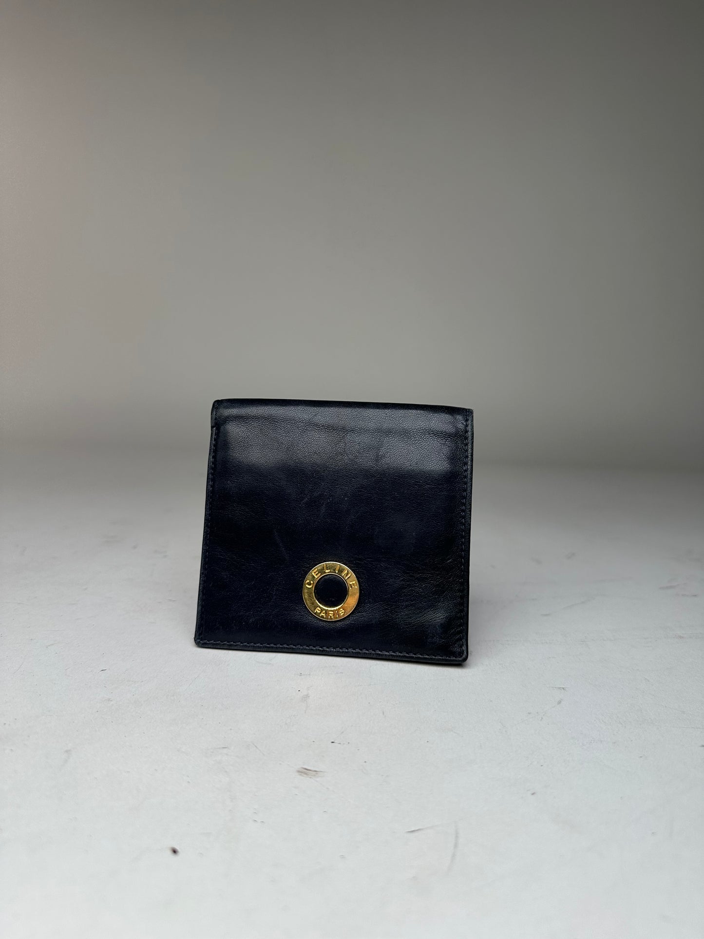 Vintage Celine Paris Leather Flapable Wallet Black