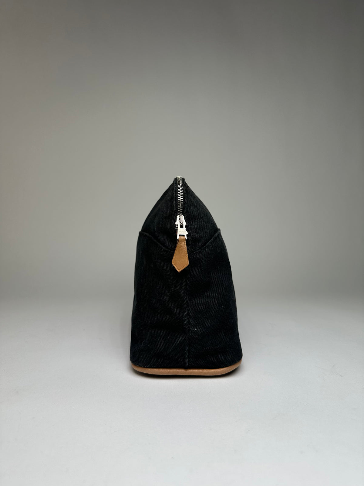 Vintage Hermes Canvas Cosmetic Pouch Black Tan