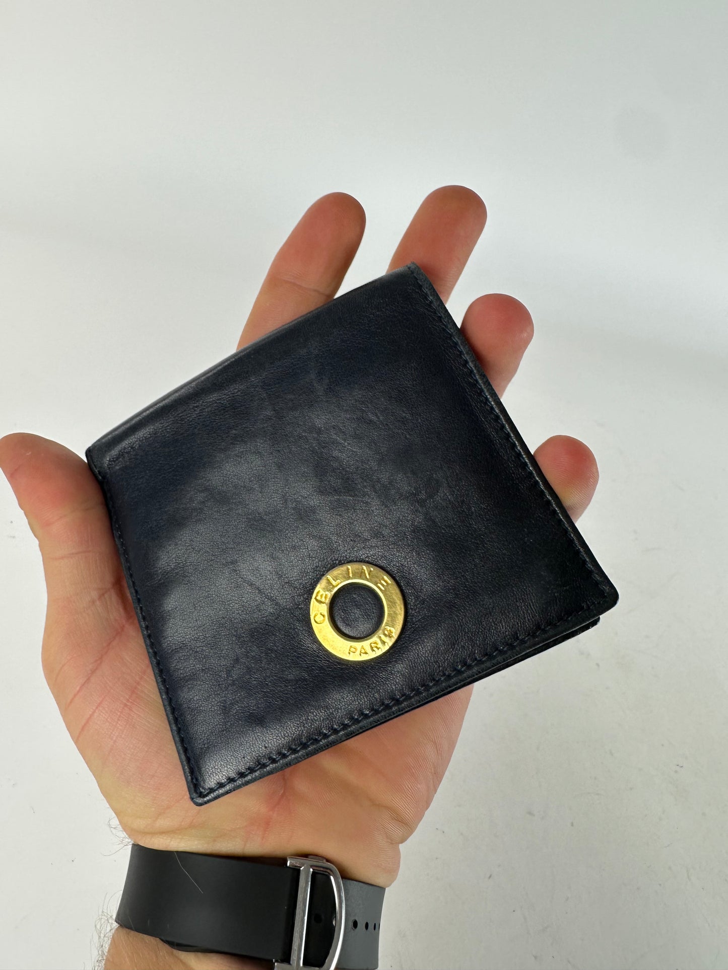 Vintage Celine Paris Leather Flapable Wallet Black
