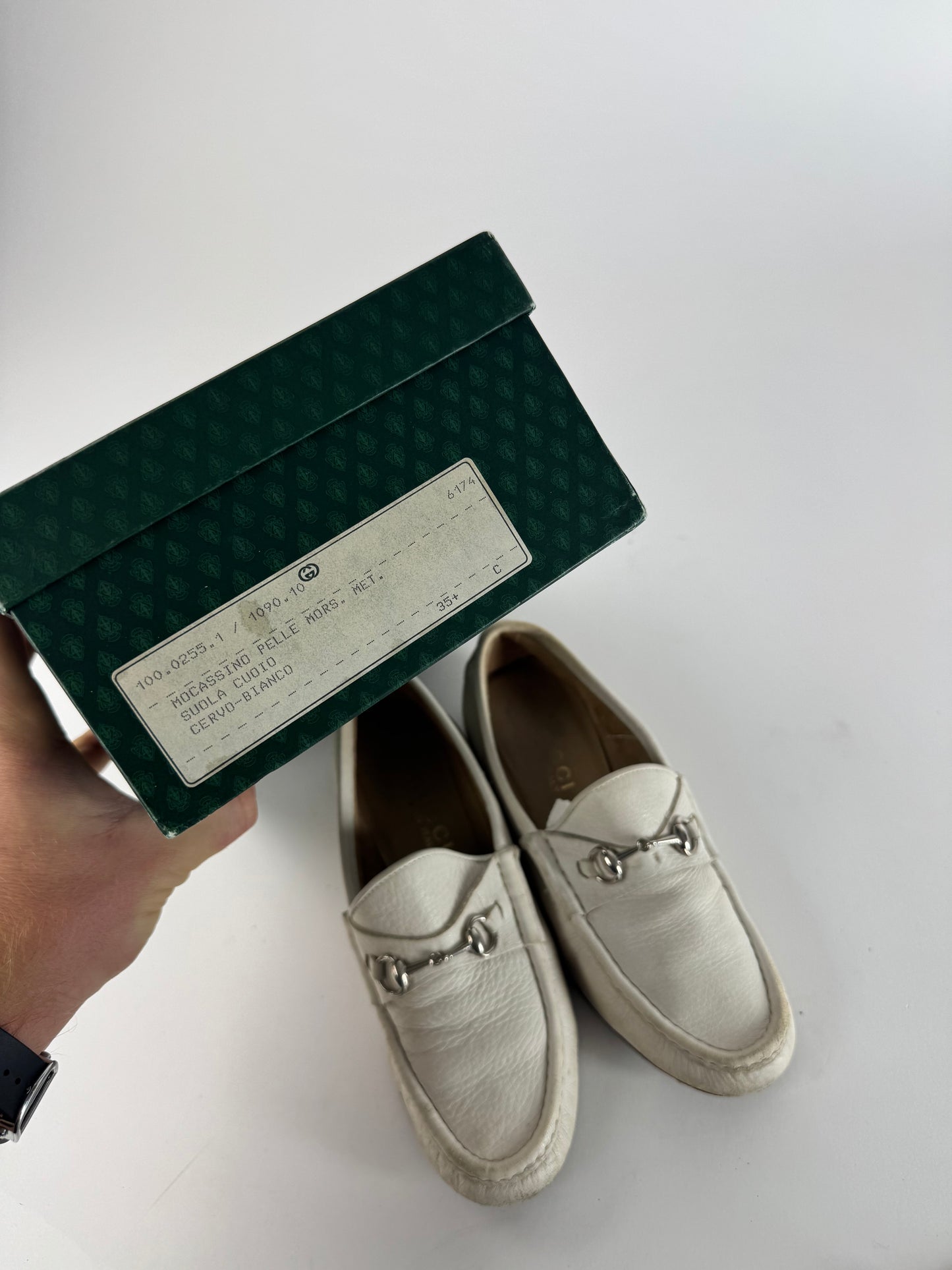 Vintage Gucci Horsebit Leather Loafer White 35,5