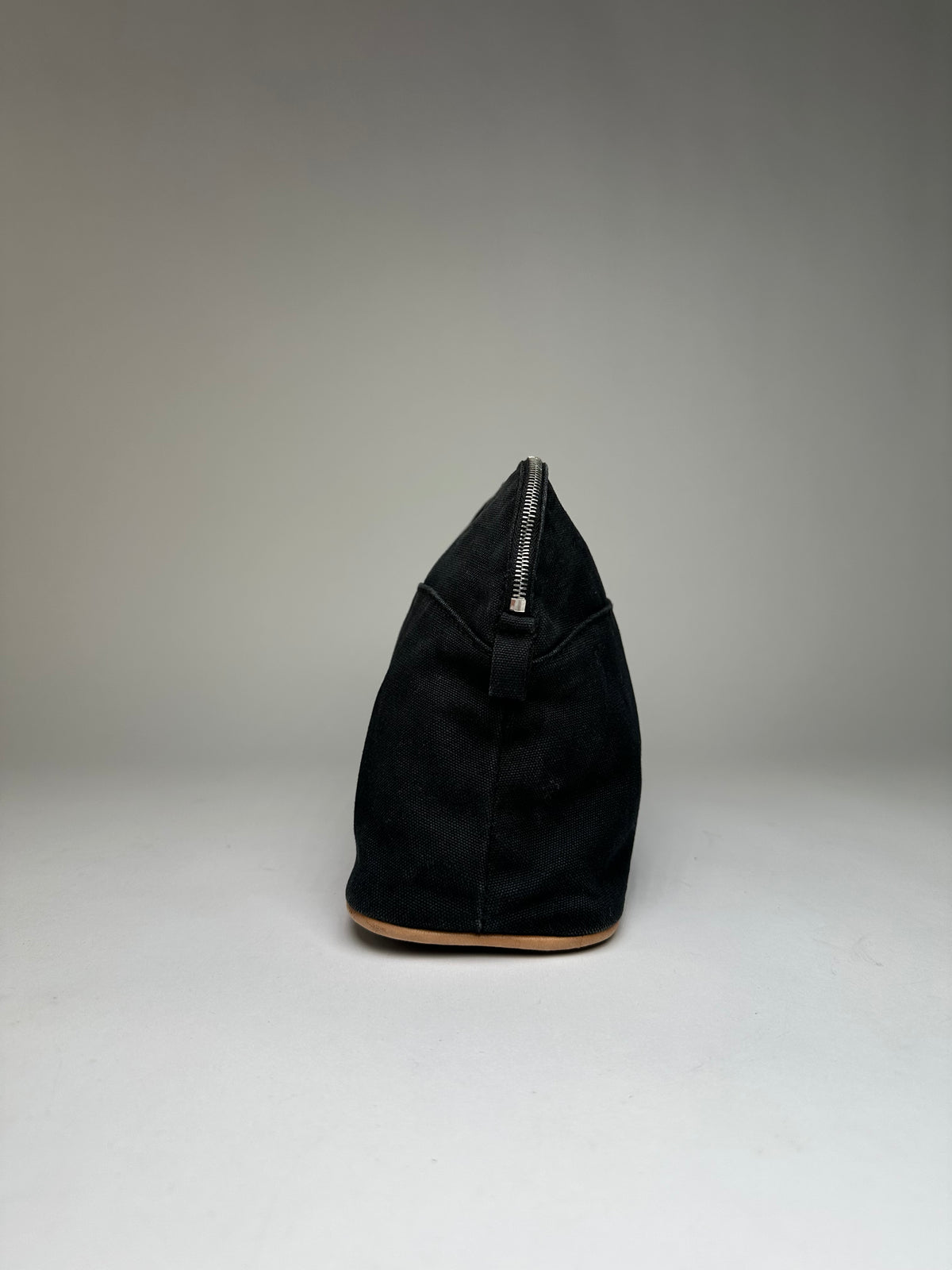 Vintage Hermes Canvas Cosmetic Pouch Black Tan
