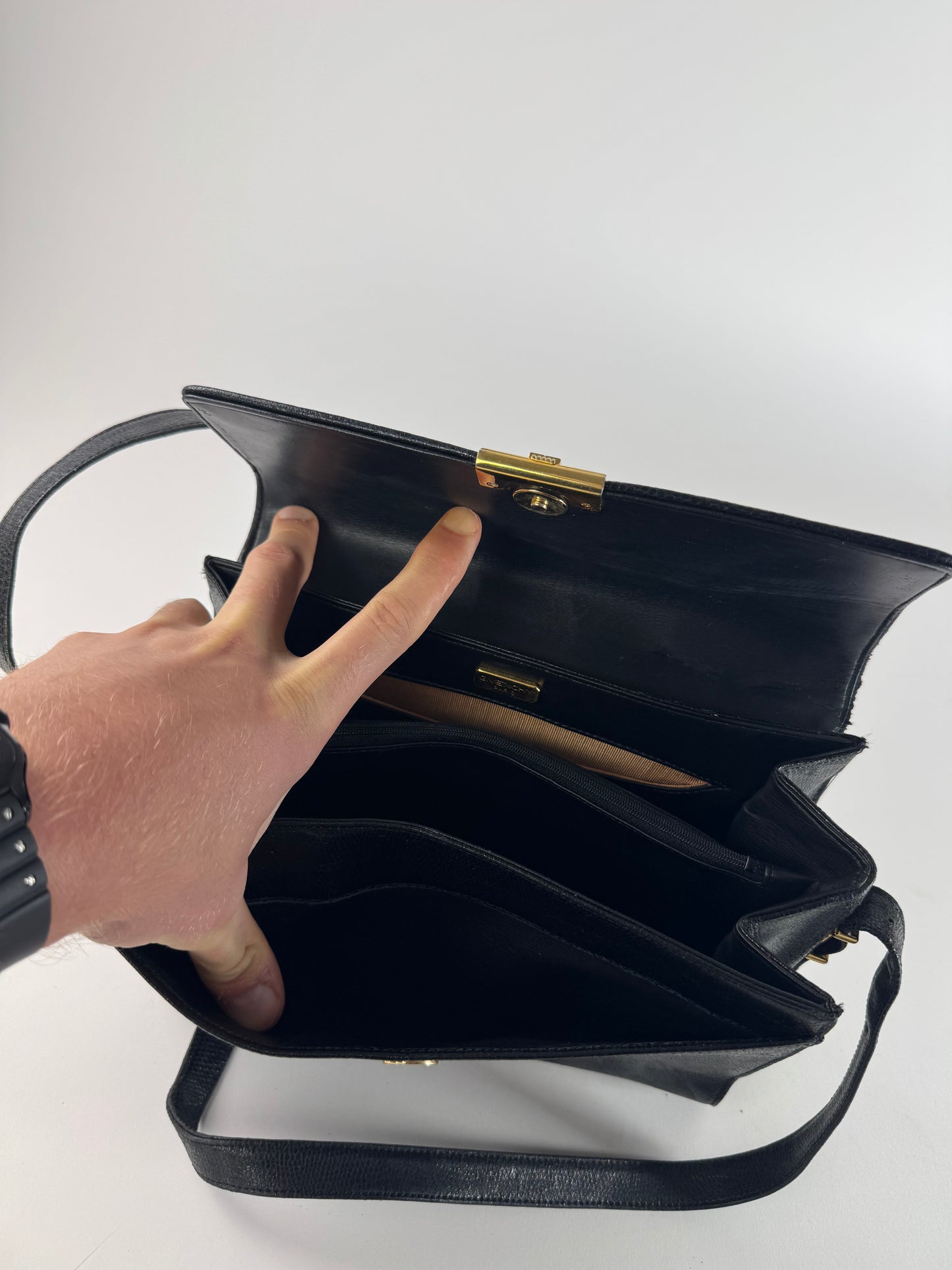 Vintage Givenchy Snake Emblossed Leather Bag black