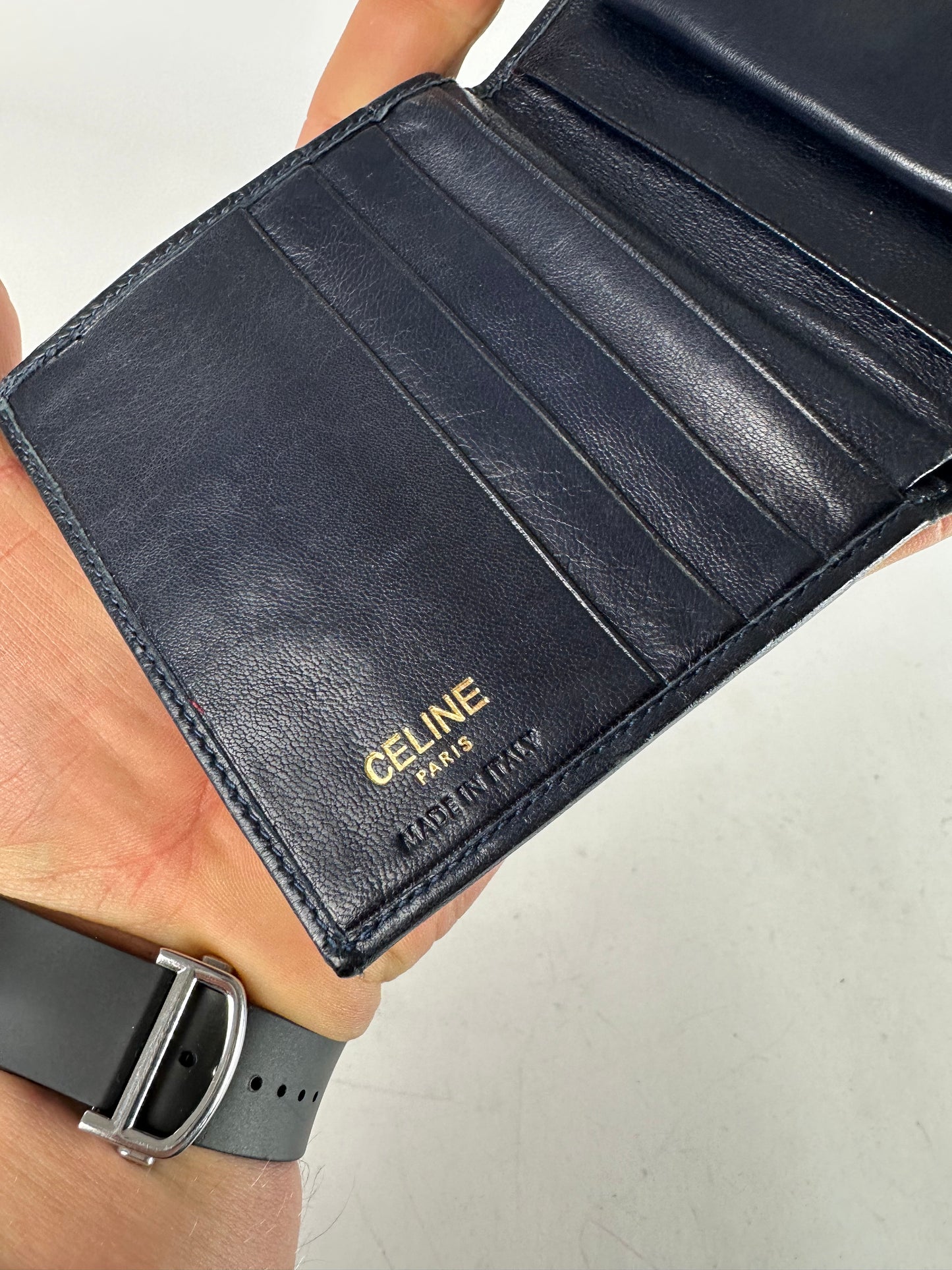 Vintage Celine Paris Leather Flapable Wallet Black