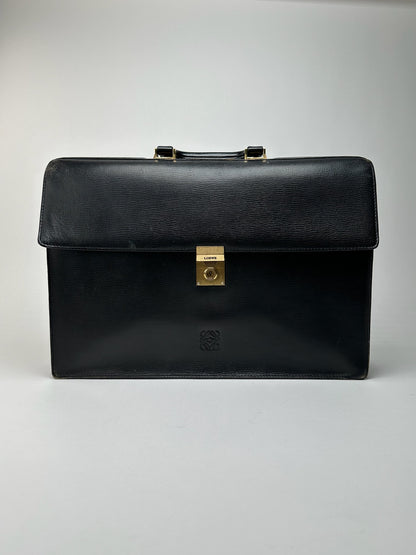 Vintage Loewe Madrid Leather briefcase black