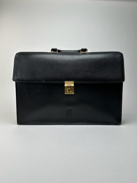 Vintage Loewe Madrid Leather briefcase black