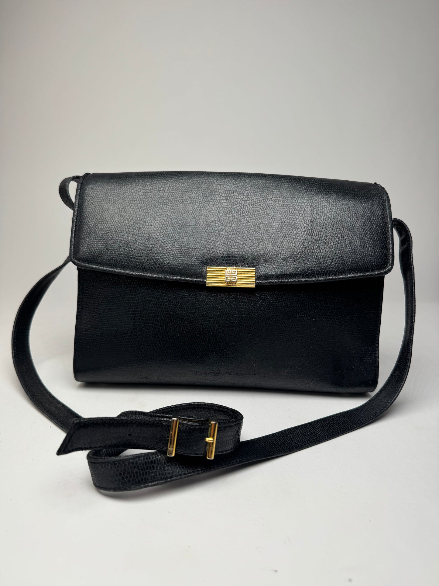 Vintage Givenchy Snake Emblossed Leather Bag black
