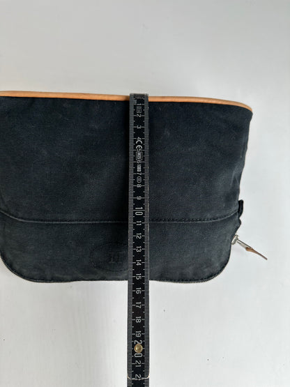 Vintage Hermes Canvas Cosmetic Pouch Black Tan