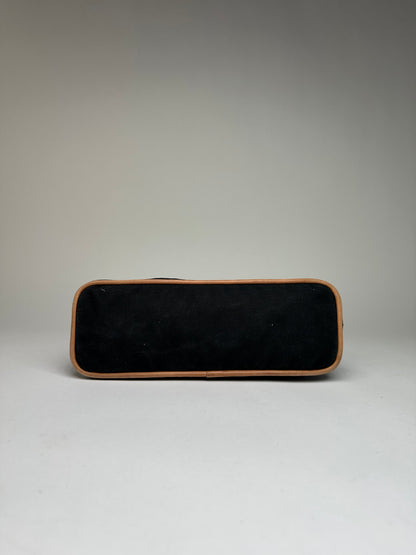 Vintage Hermes Canvas Cosmetic Pouch Black Tan