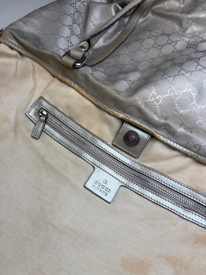 Vintage Gucci GG Supreme Canvas Tote Silver Cream