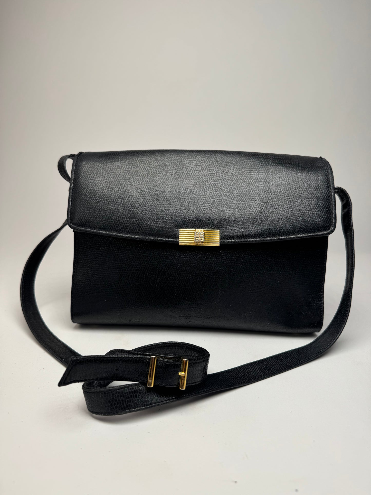 Vintage Givenchy Snake Emblossed Leather Bag black