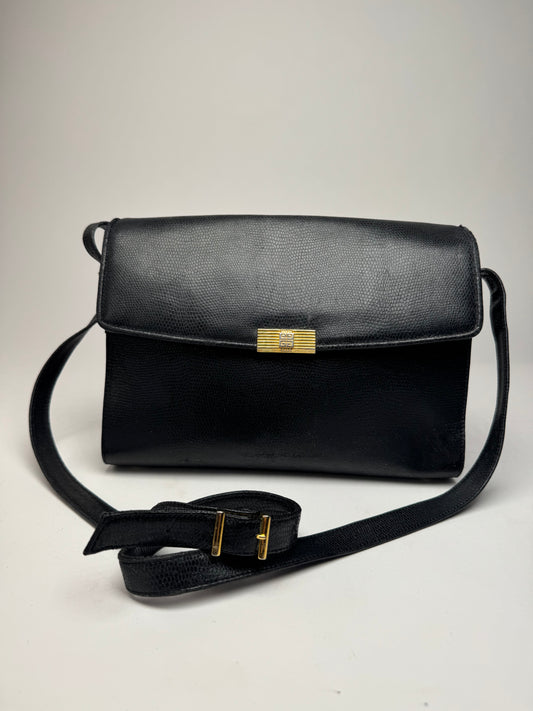 Vintage Givenchy Snake Emblossed Leather Bag black